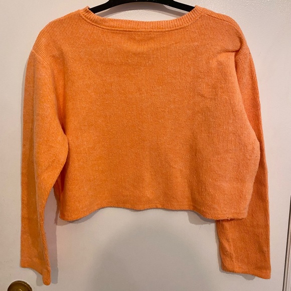 Zara Soft Feel Cropped Long Sleeve Sweater in Orange - Picture 3 of 4